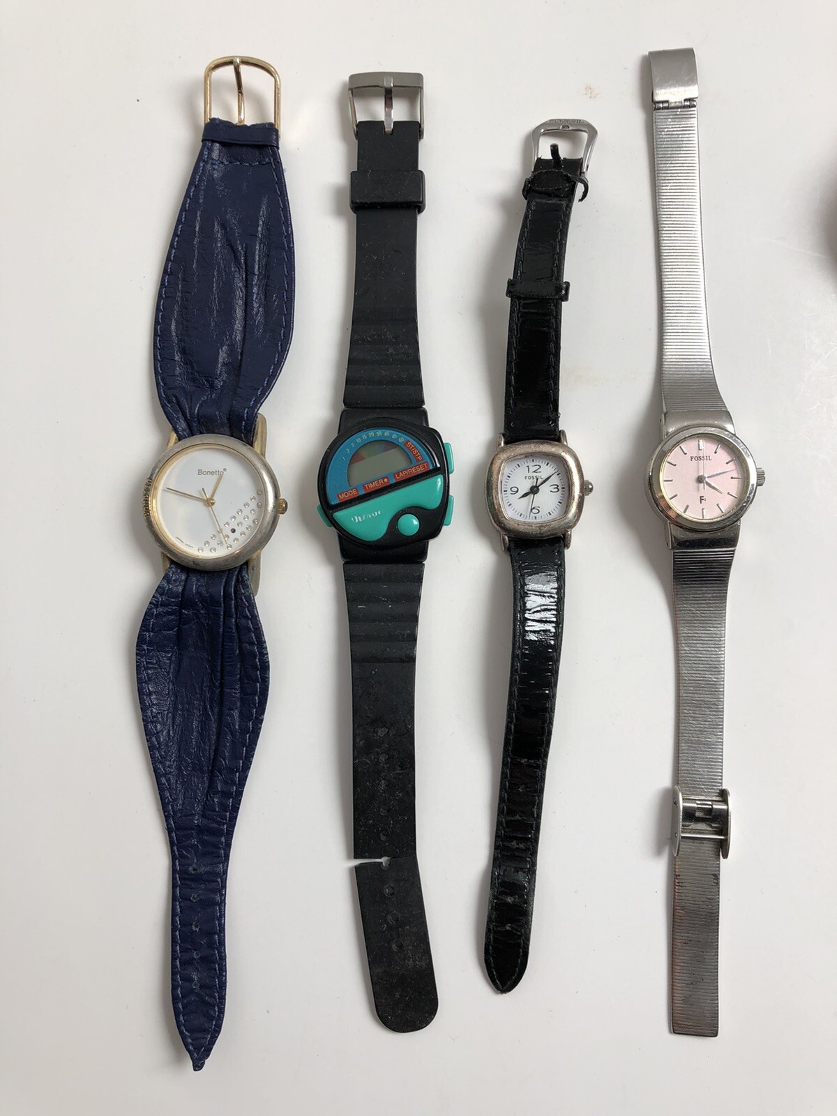 Lot of 9 Women’s Watches CHICOS Fossil BONETTO Timex WILSON Bezel CUFF Stretch