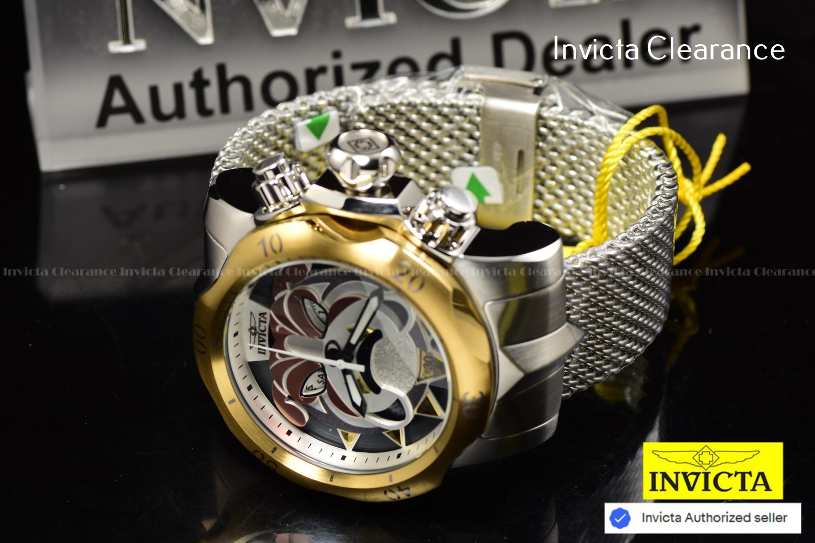 Invicta Venom Men’s Bulldog Mesh Swiss Chronograph Silver Tone SS Watch 54mm