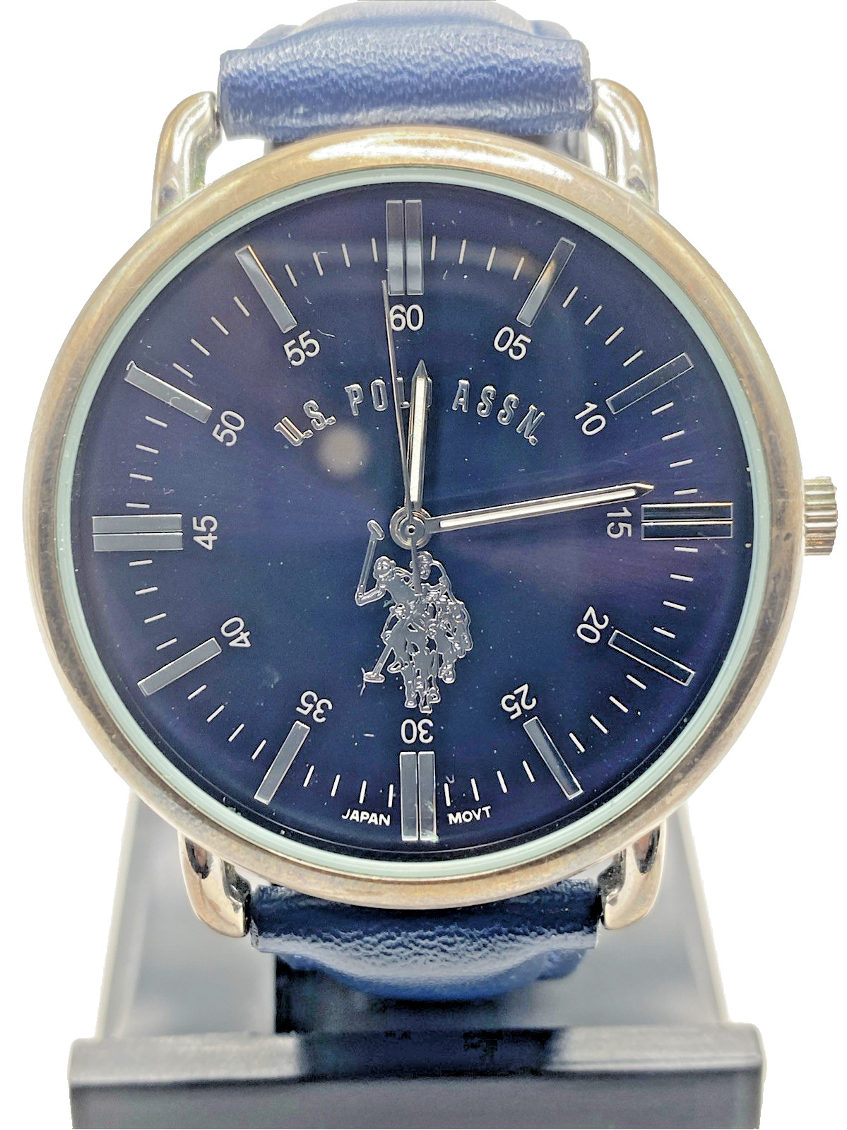 US Polo Assn Dorian 41mm Accutime Watch Blue Dial & Band New Batt Tested Works