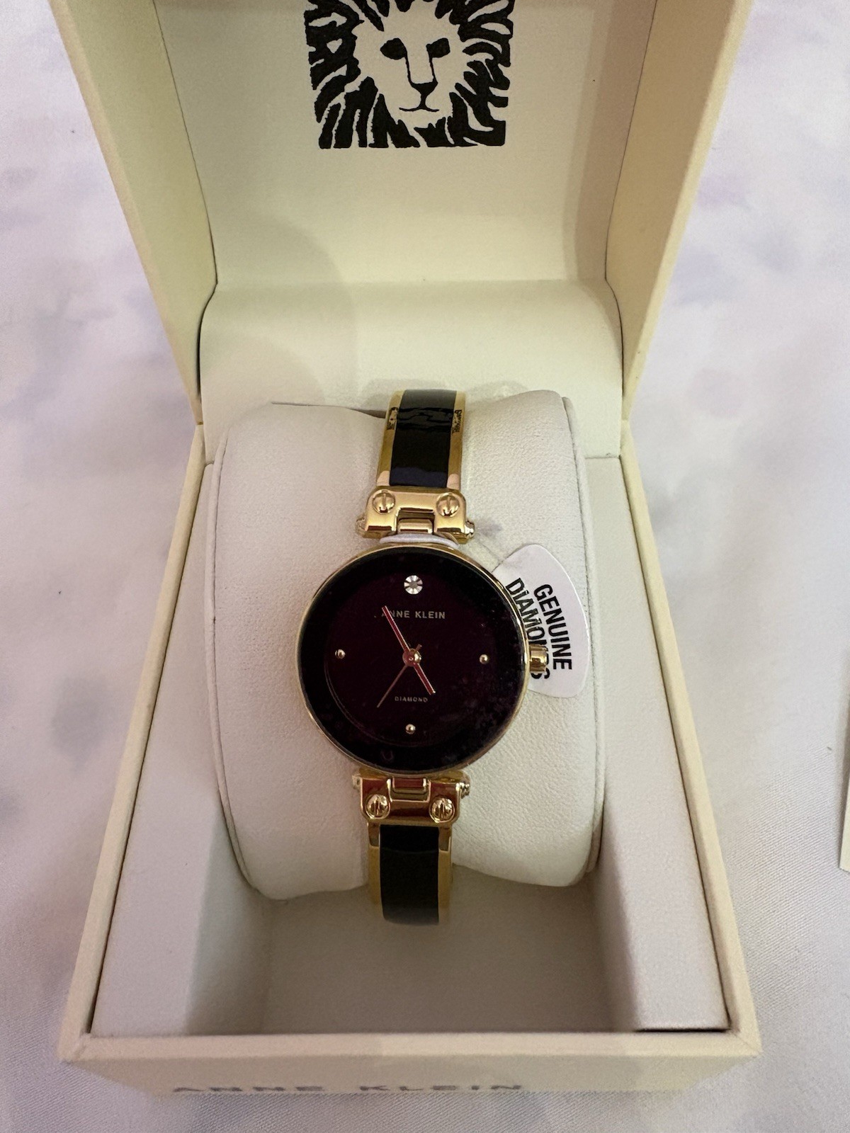 Anne Klein Women Diamond Stainless Black Accented In Gold Tone AK/1980 NIB