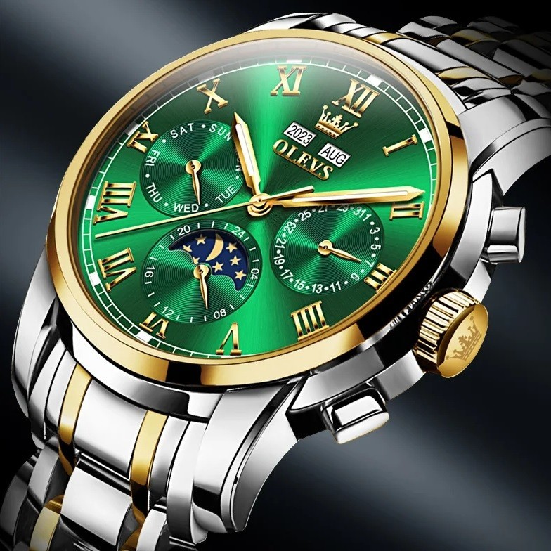 Automatic Mechanical Waterproof Watch Moon Phase Luxury Dial Men’s Men Strap