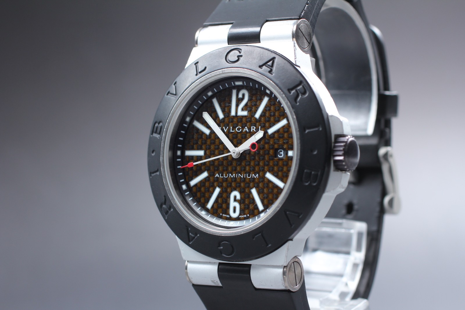 BVLGARI Diagono AL44TA Black Dial Automatic Date Men’s Watch 44mm JAPAN