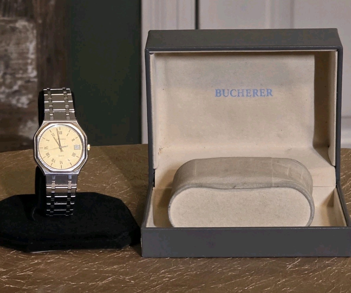 1970’s Carl J. Bucherer Quartz 555.506 Watch with S.S. Band