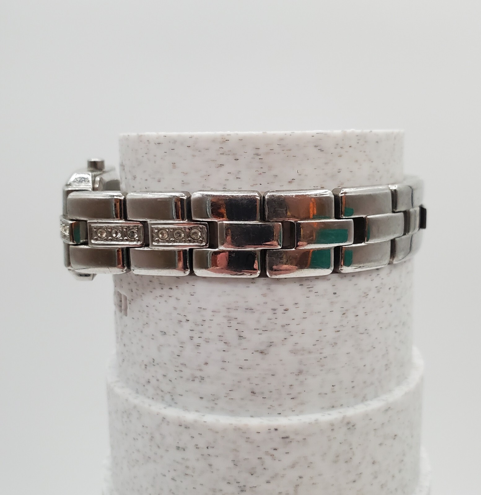 Fossil F2 Womens Watch 6.5in Silver Tone Crystal Band NEEDS BATTERY READ