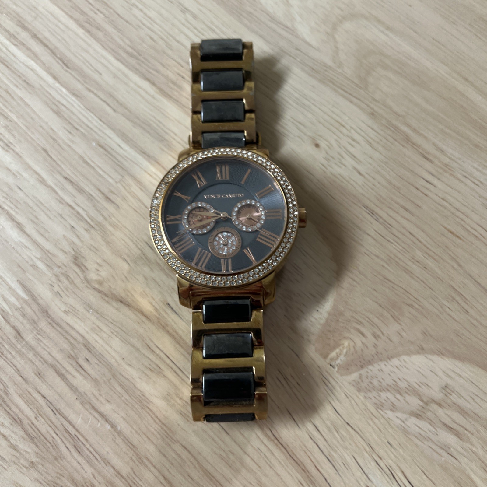 Vince Camuto Women’s VC/5001 Swarovski Crystal Accented Gunmetal Rose gold
