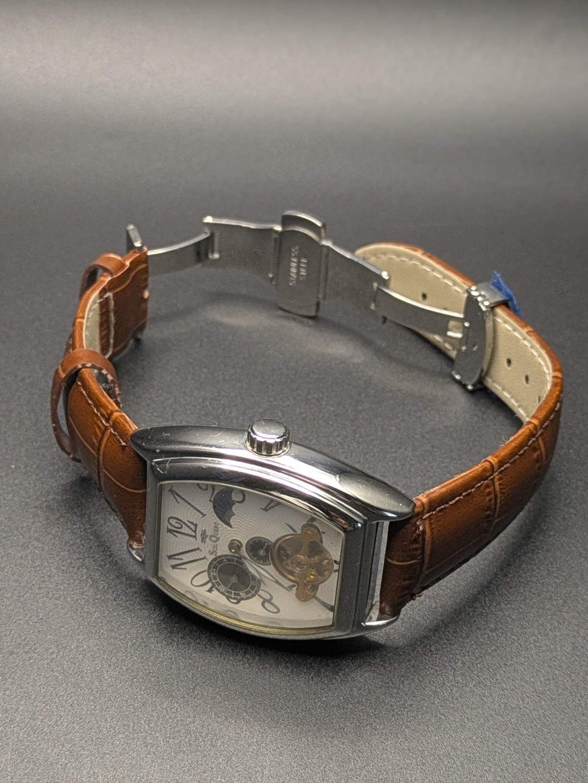 SOL QUEST Automatic Skeleton Moonphase Men’s Watch 35.5mm From Japan