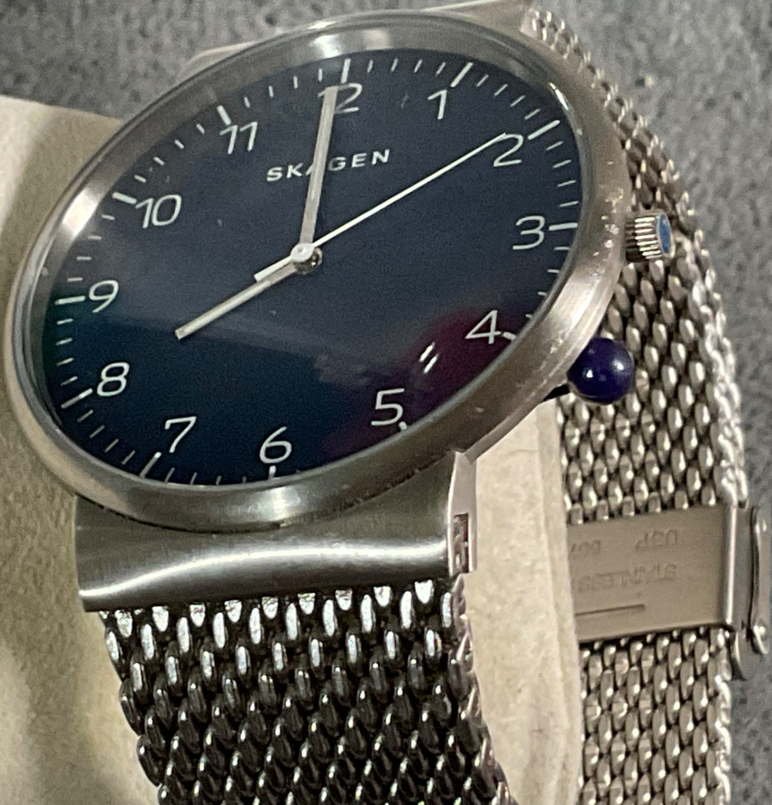 SKAGEN SKW6164 MENS 40mm STAINLESS STEEL WATCH BLUE DIAL NEW BATTERY EXCELLENT