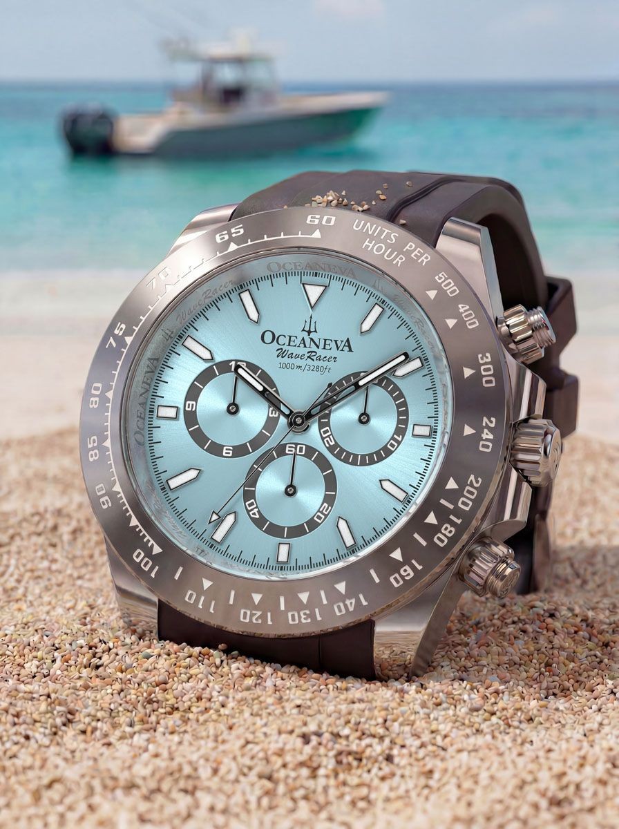 Oceaneva WaveRacer 1000M Black Mint – Grade 5 Titanium Automatic Chronograph