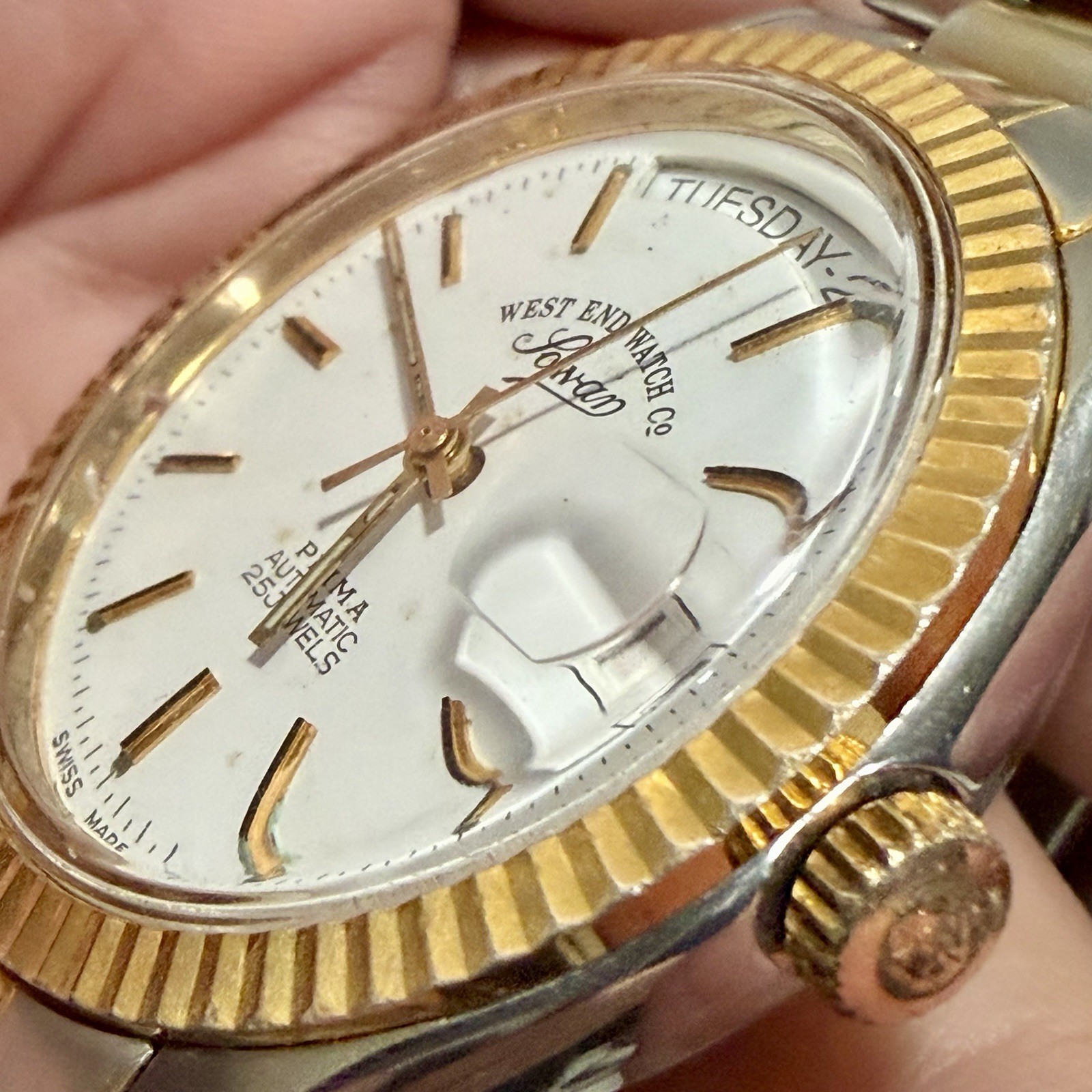 VTG West End Watch Co. Lowan Split DayDate 2 Tone Automatic Men’s Swiss Watch