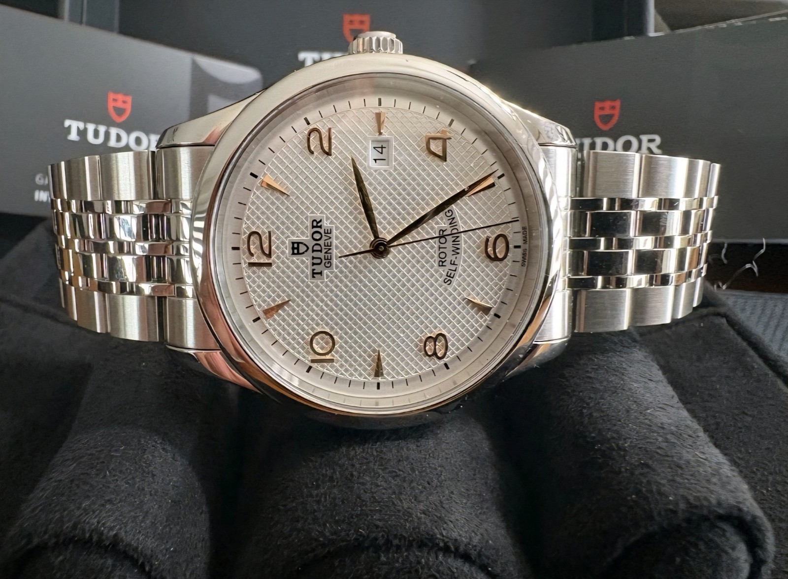 Tudor 1926 41mm Automatic Unworn Full Set Silver Waffle Dial Steel Watch 91650