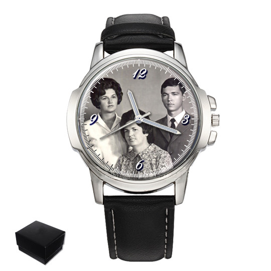 PERSONALISED GENT MEN WRIST WATCH YOUR FAMILY PHOTO BIRTHDAY FATHER’S DAY GIFT