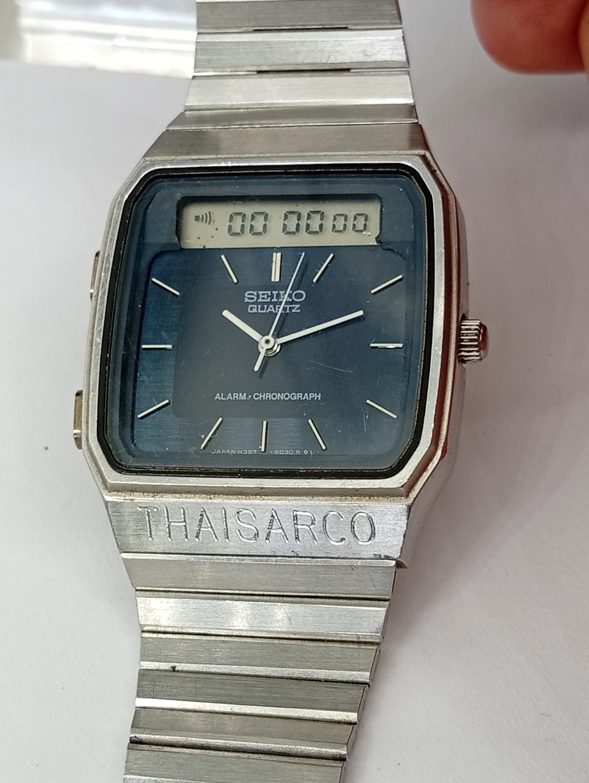 Seiko H357-500B Ana-Digi Alarm Chronograph Blue Dial August 1980 Fully Working
