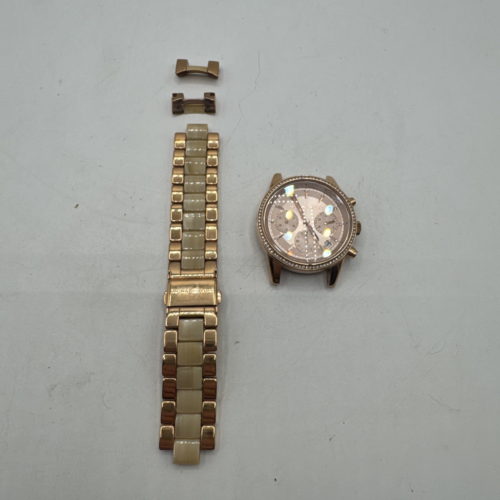 MICHAEL KORS MK6493 Ritz Rose Gold Blush Chronograph Crystal Bezel