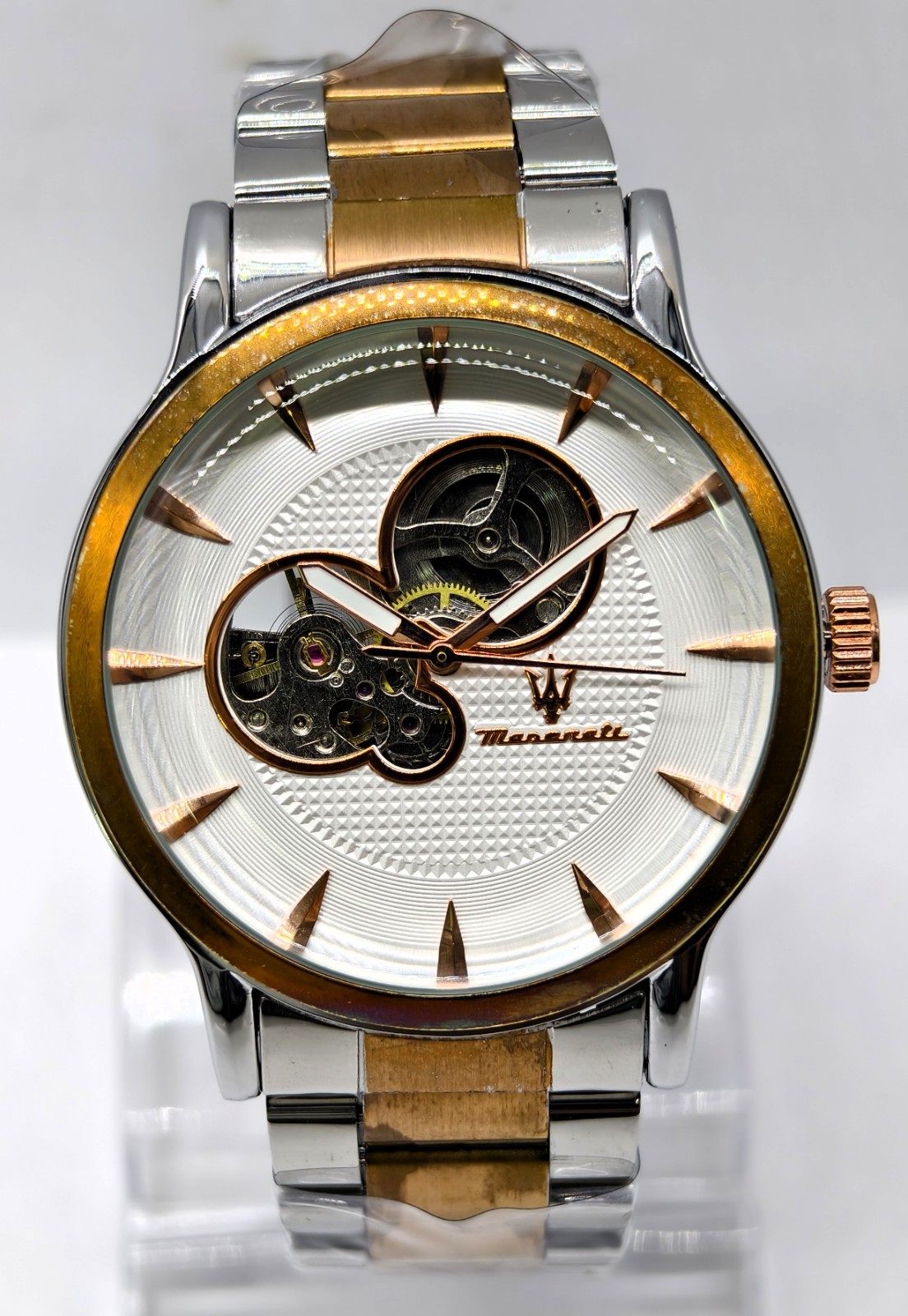 Luxury Maserati Automatic White Dial Dual Tone Band Analog Men’s Wrist Watch