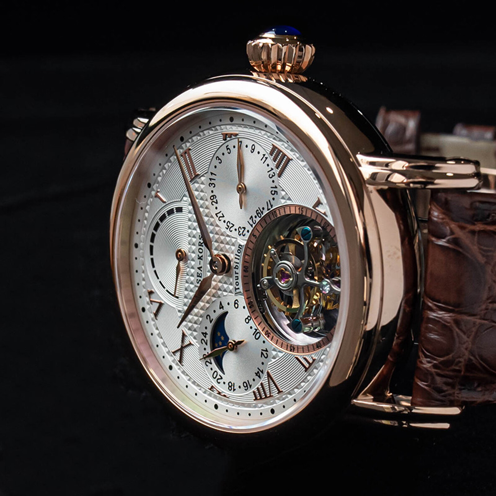 Sugess Seakors Genuine Tourbillon Seagull ST8007 Mechanical Mens Watch SE8007GW