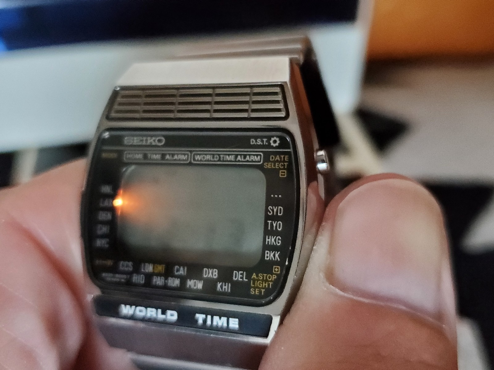 Seiko A239-502A World Time Digital Stainless Watch Made In Japan w/Box