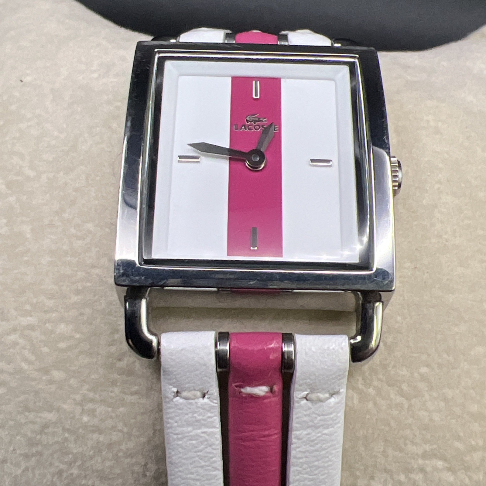 Lacoste 6500L Women’s Watch (works) ~ Genuine Leather Quartz Analog ~ 9”