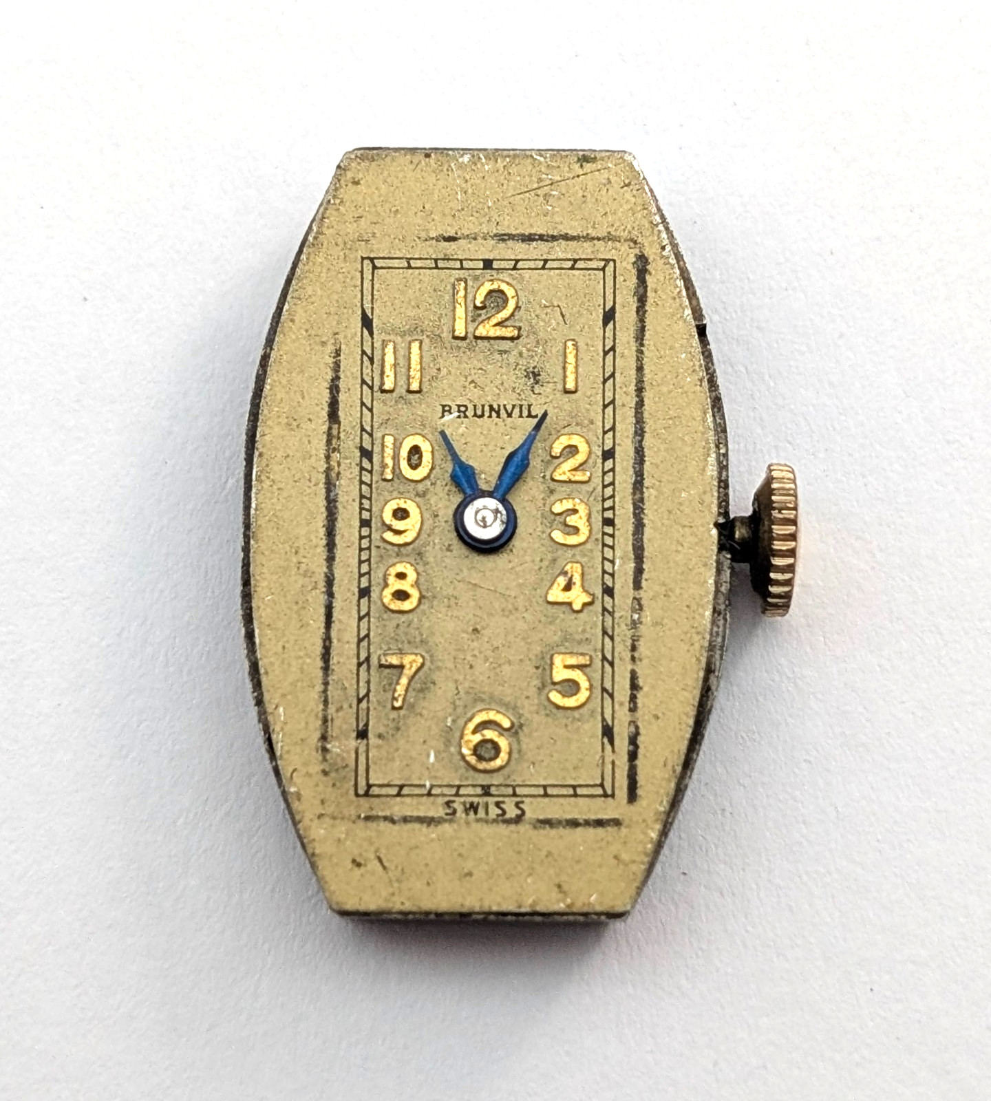 Vintage BRUNVIL 7j Art Deco Ladies 15mm Mechanical Watch Movement PARTS REPAIR