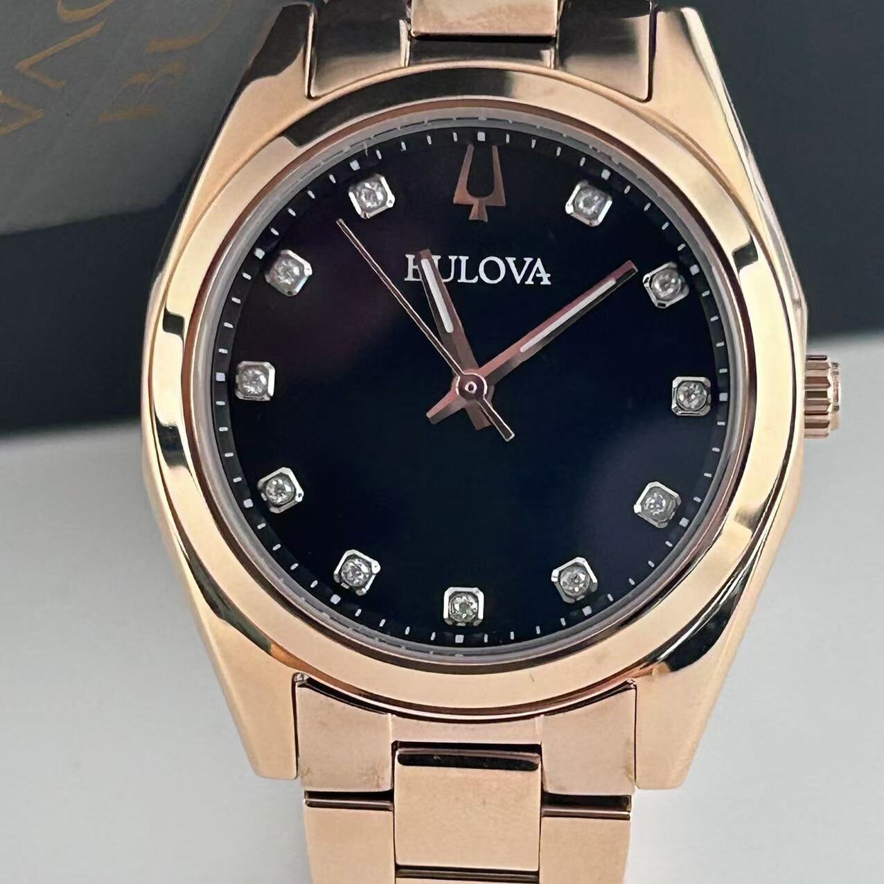 Bulova Surveyor 97P156 Women’s Classic Watch Grey Dial Rose Gold Ladies Watch