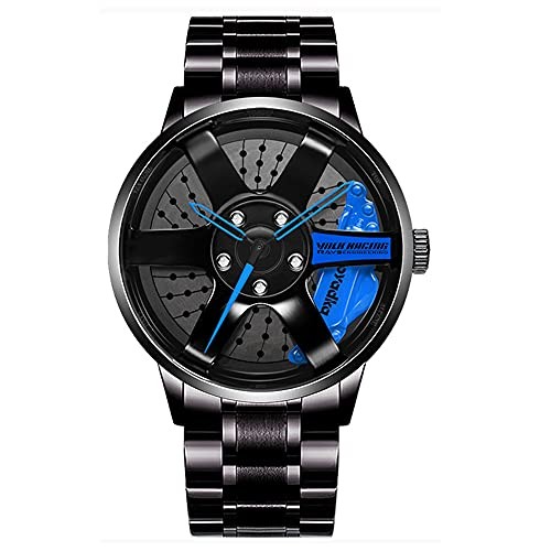 Wheel Watch, Stainless Steel With Japanese Quartz Movement, Waterproof Blue