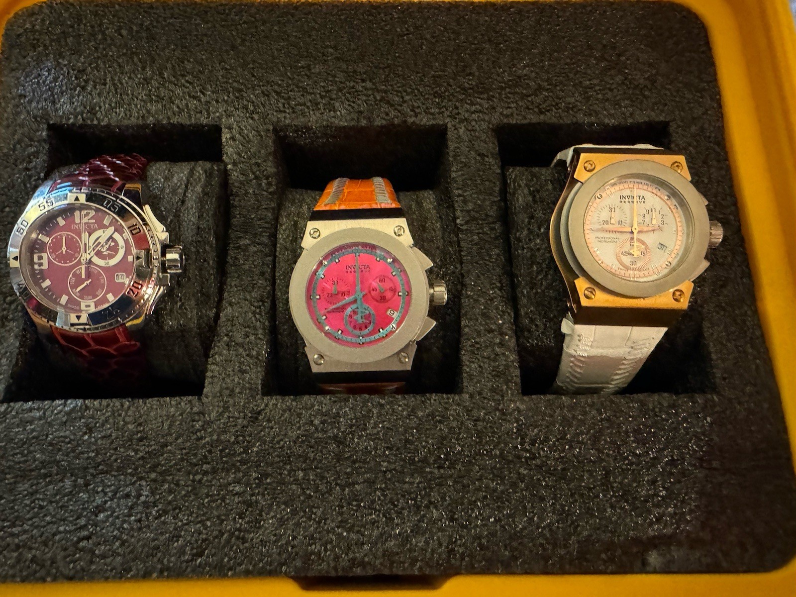 Lot Of 3 Invicta Watches Women/men As- Is Need Batteries With Case