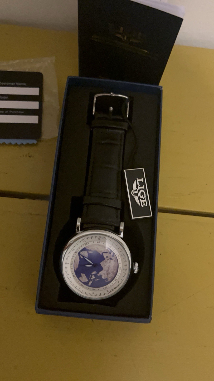 LIGE World Map Earth Dial — New In Box & Papers, Great Look Without Rolex Price!