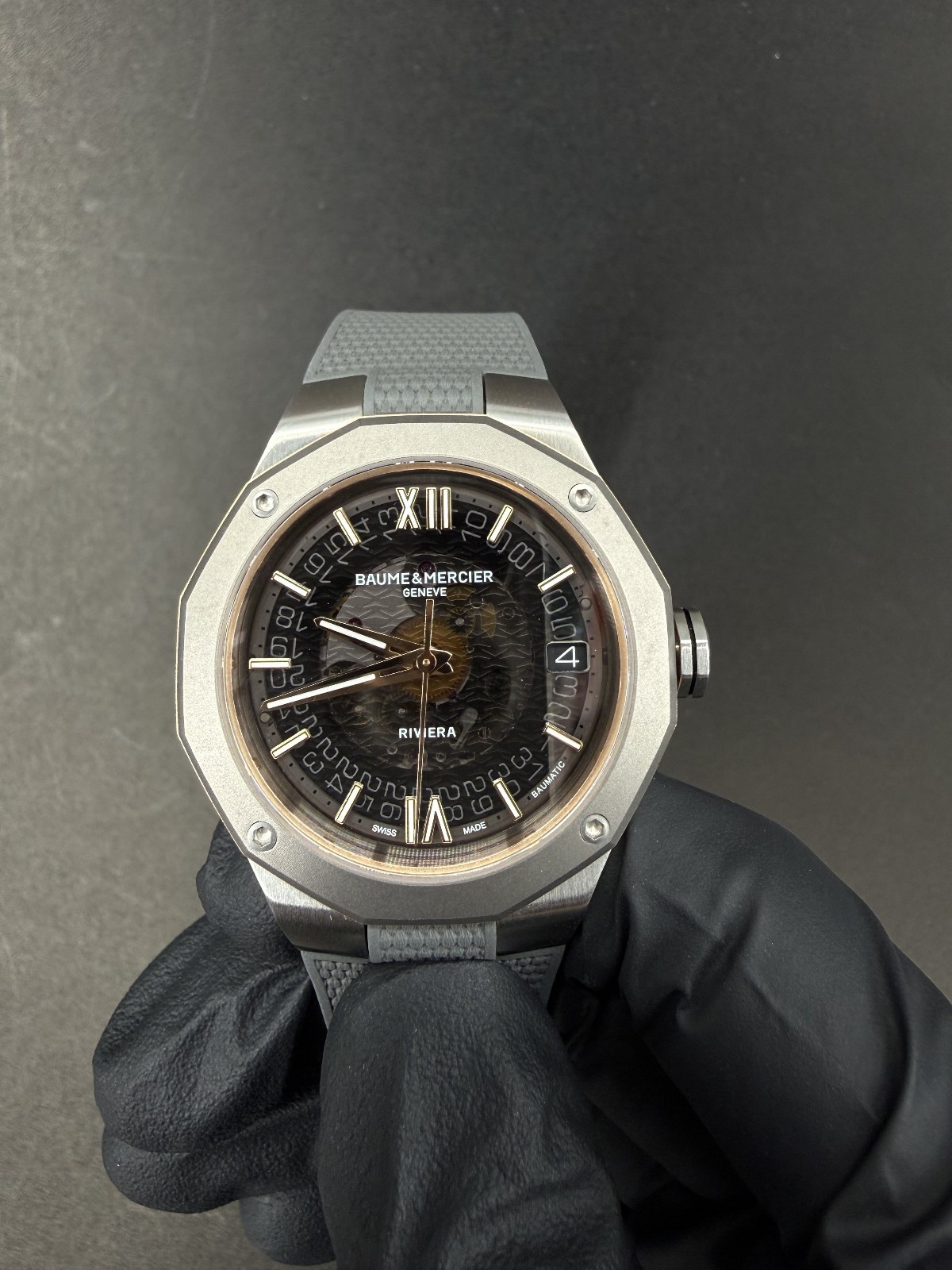 Baume & Mercier Riviera M0A10720 Skeleton Auto PG/SS Watch Box
