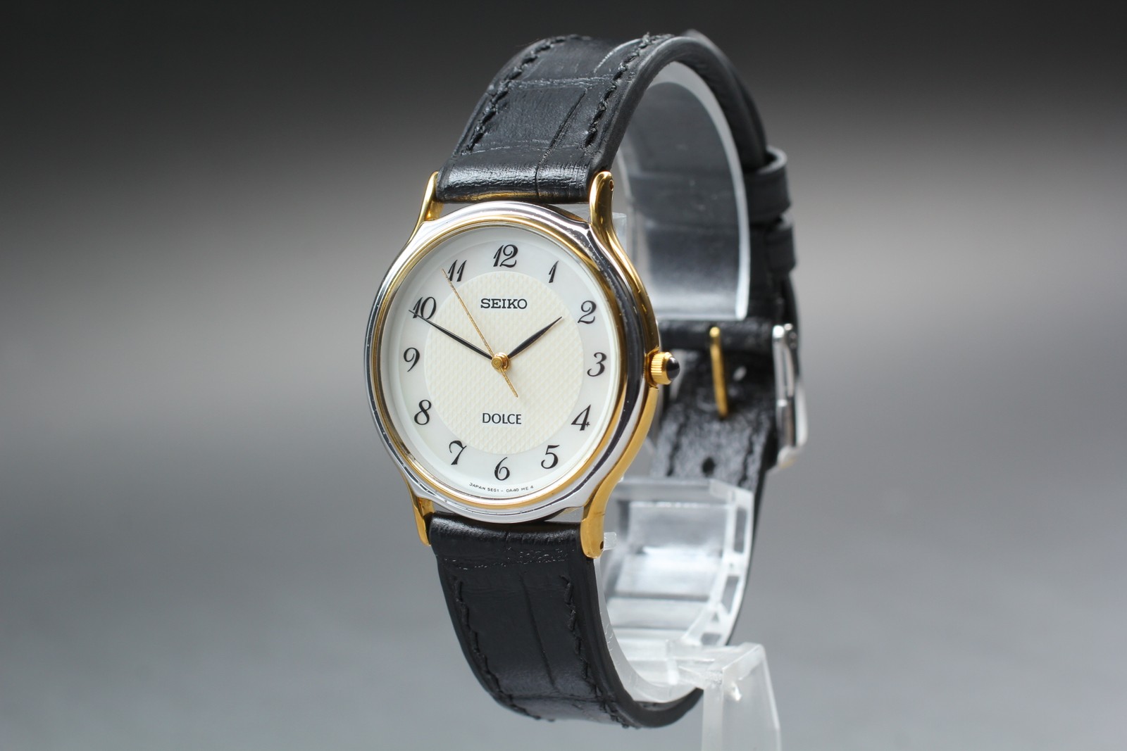 [Near MINT] SEIKO Dolce 5E61-0A20 32mm White Dial Black Band Quartz Men’s Watch