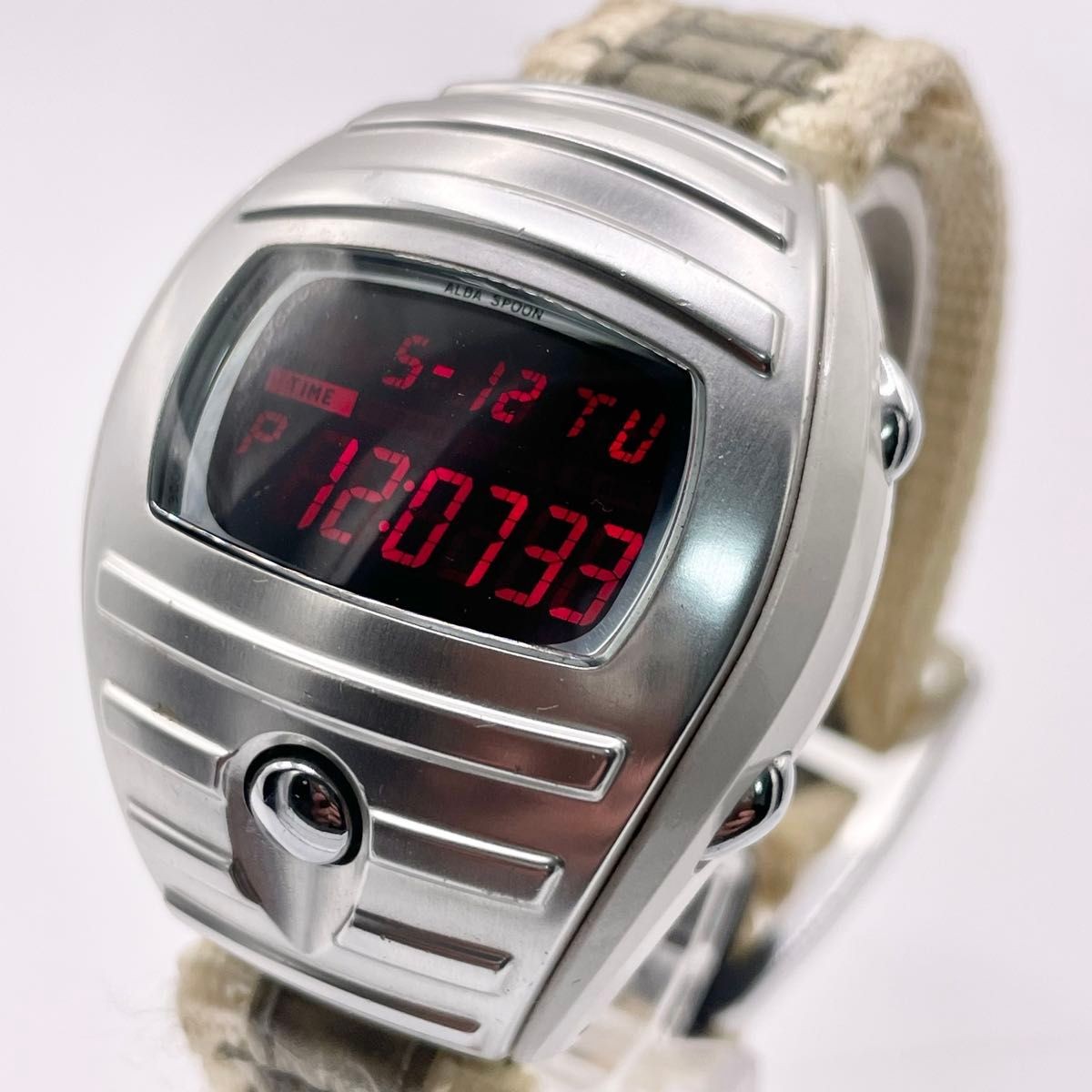 SEIKO Alba Spoon LED Quartz Watch Silver White Y2K Digital Japan
