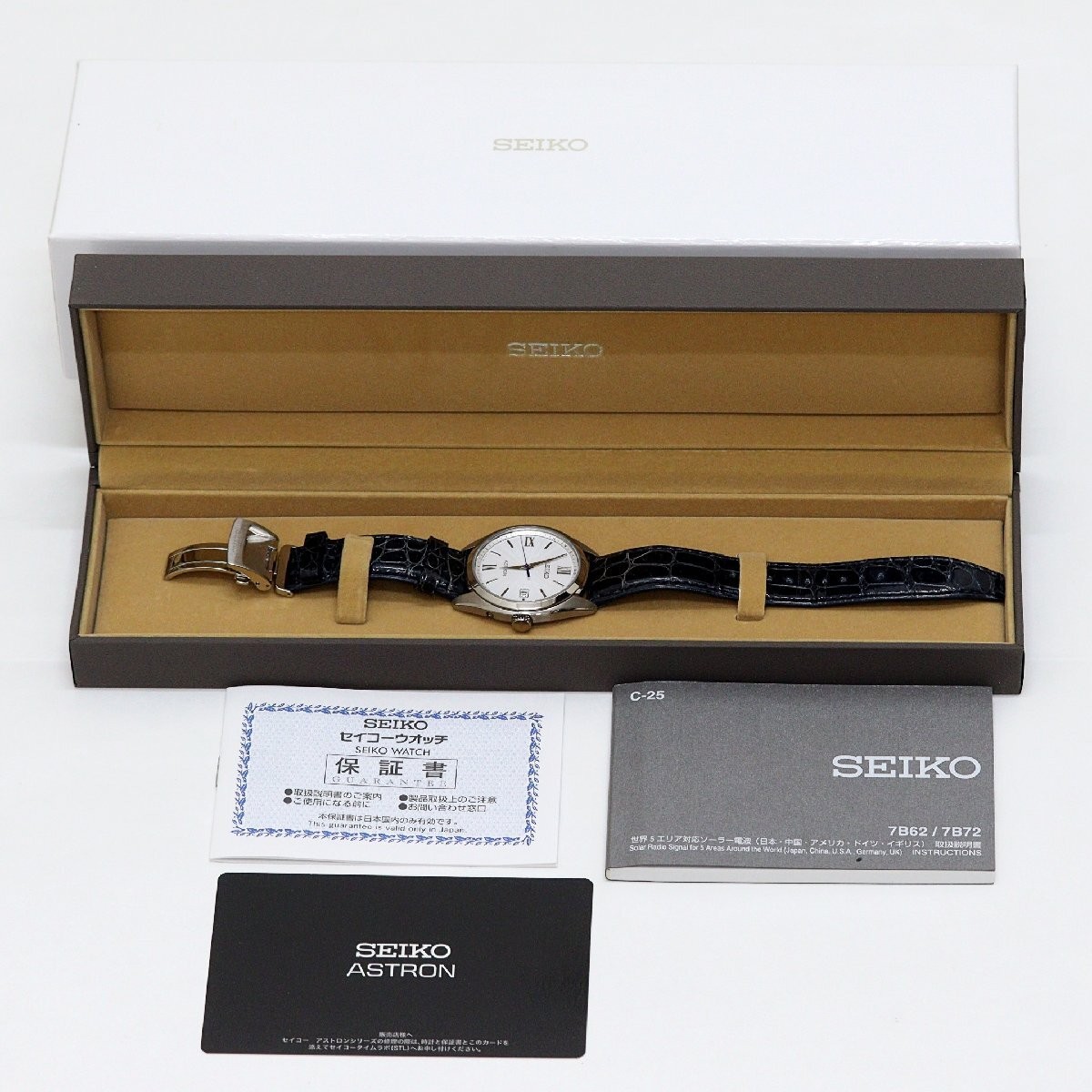 Seiko Astron SBXY035 7B72-0AD0 Watch, Radio-Controlled, Solar-Powered, Quartz,