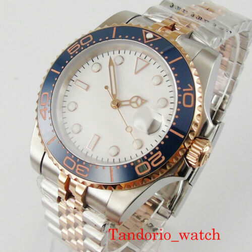 40mm White Sterile Dial Miyota Automatic PT5000 Watch Jubilee Sapphire Glass