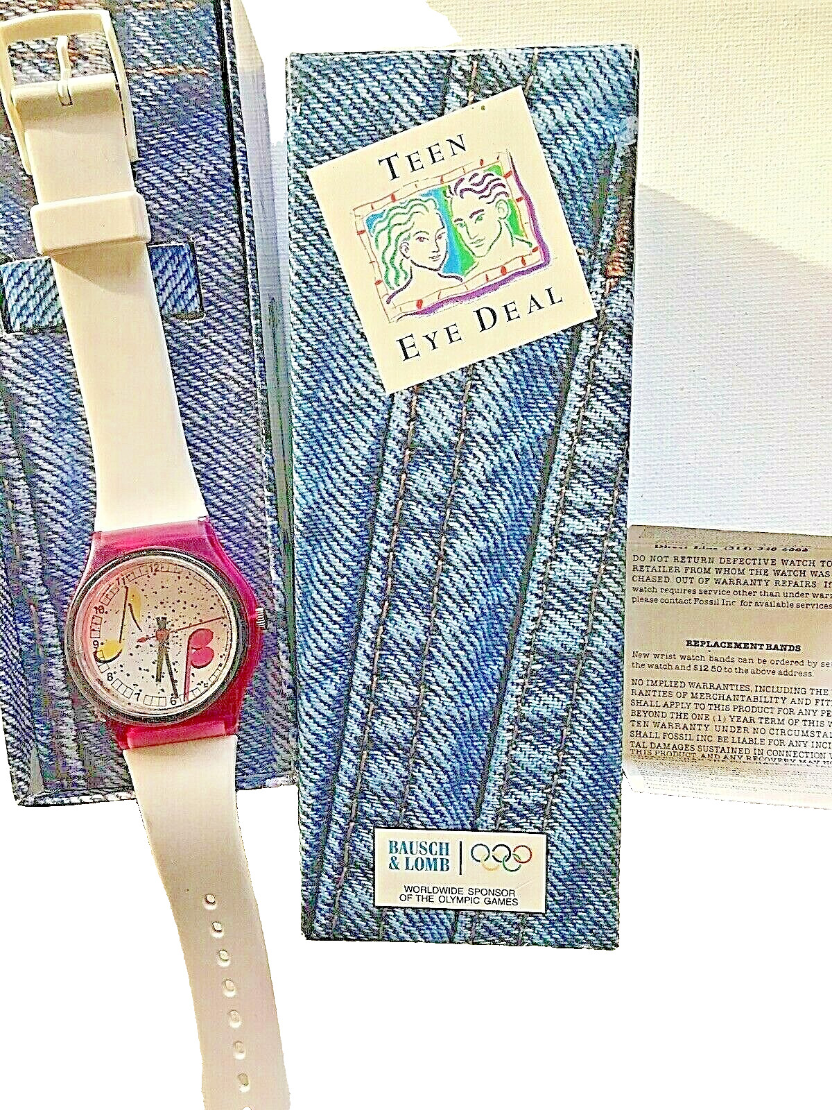 Fossil Promo Watch Japan Movement Bausch Lomb Teen Eye Deal New in Box Retro