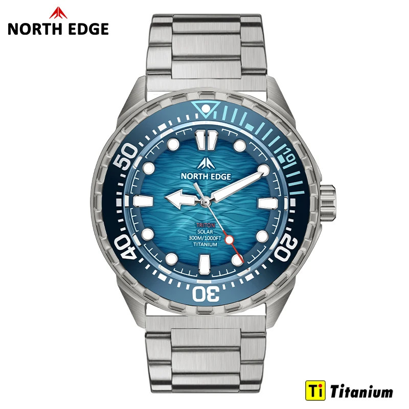 TRITON-TI Titanium Stainless Solar-Powered Diving Watch Luxury Quartz Watches fo