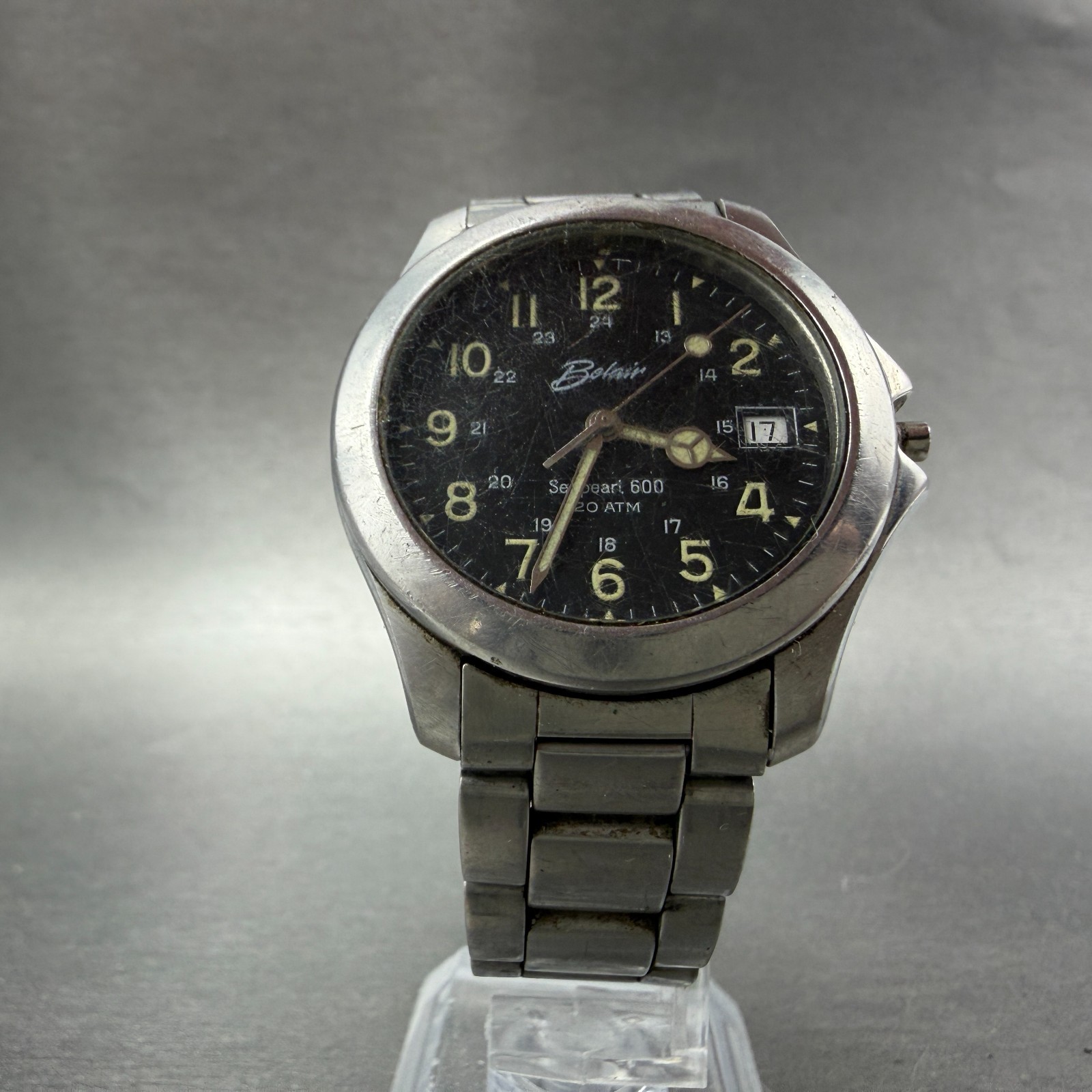 Belair Seapearl 600 Watch Men 37mm Black Dial Steel Date READ!!!!! New Battery