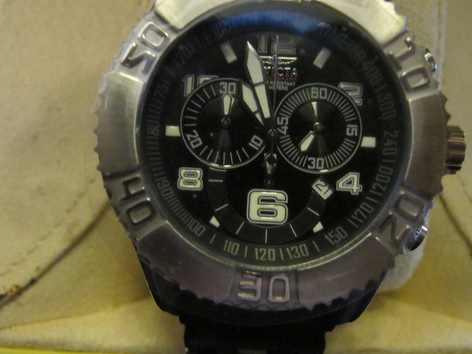 Invicta 7608 «pro diver» Mens Watch, silver dial and black band