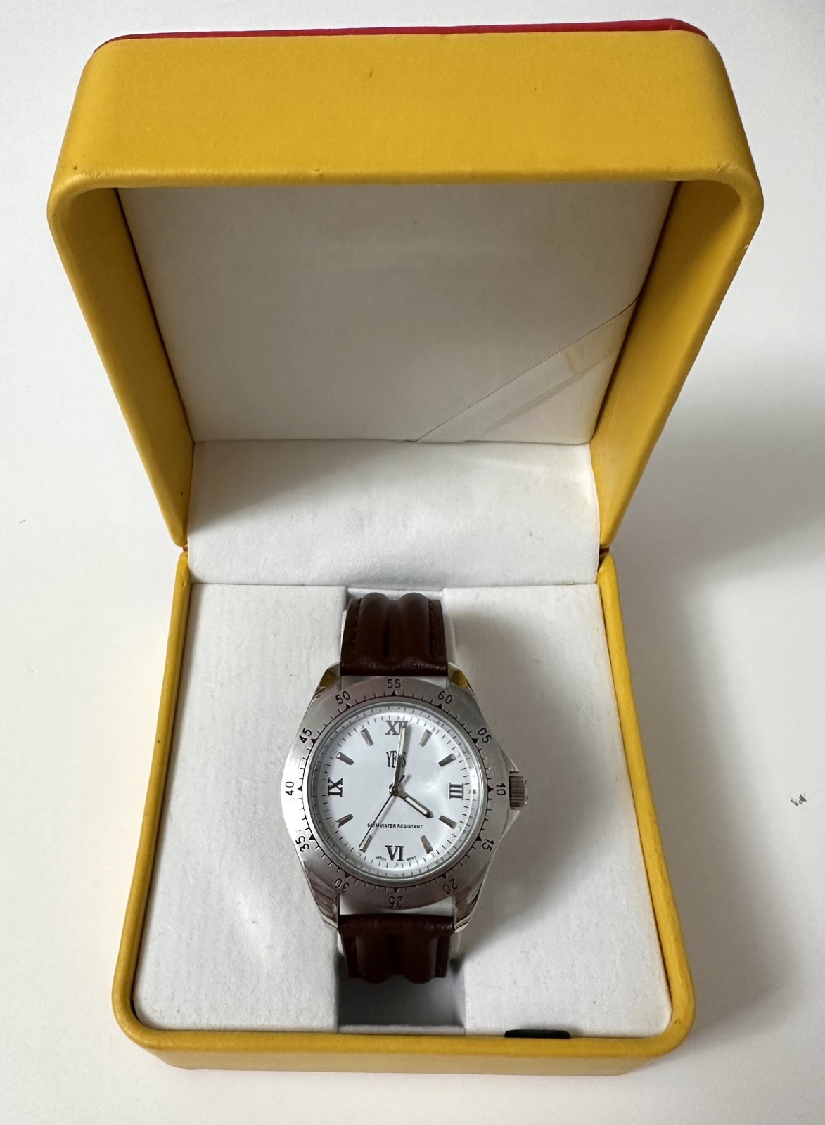 Men’s Yess Wristwatch M6608 Dark Brown Leather Strap Original Gift Box