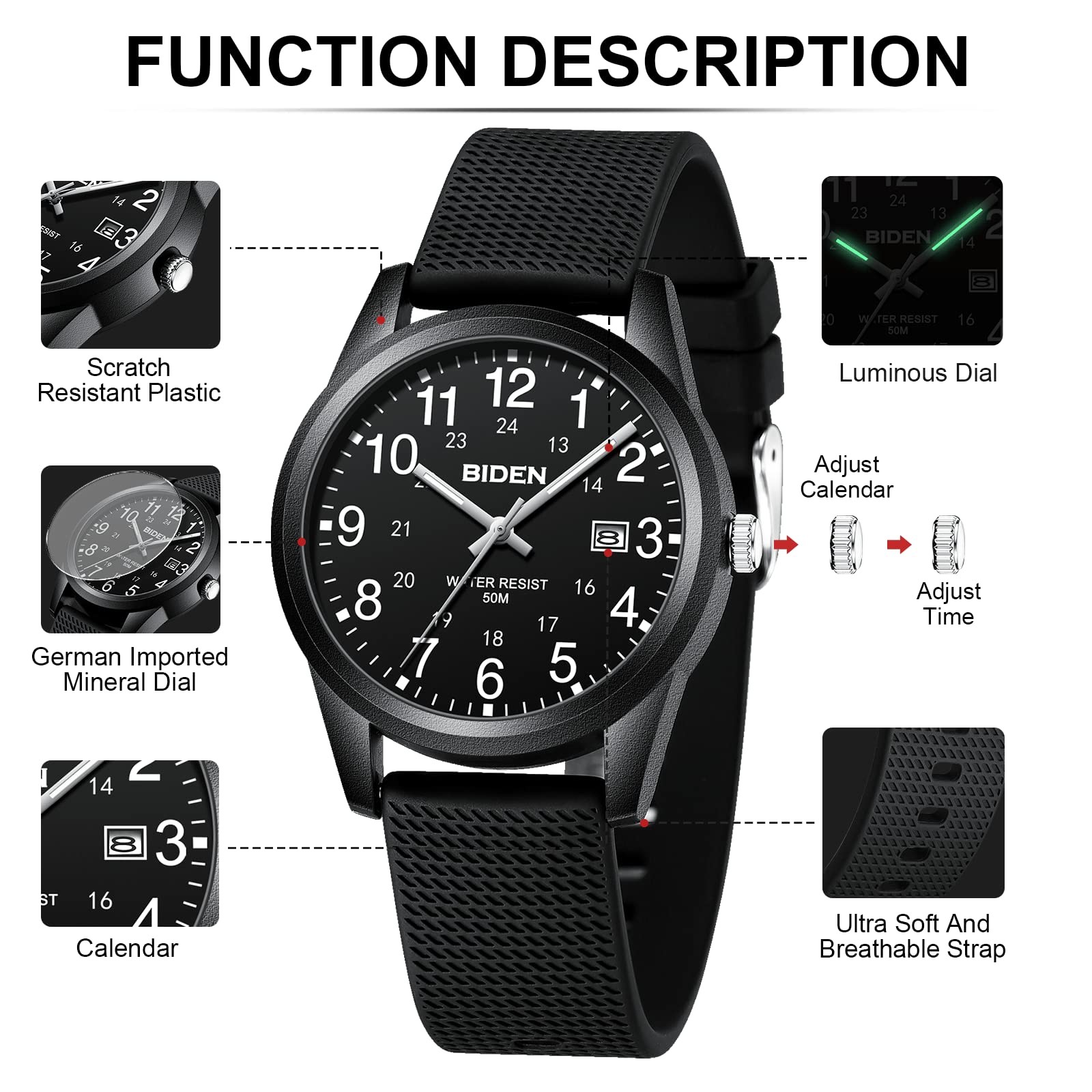 LN LENQIN Mens Watches Analog Quartz Sports Unisex Watch 30M Waterproof Nurse…