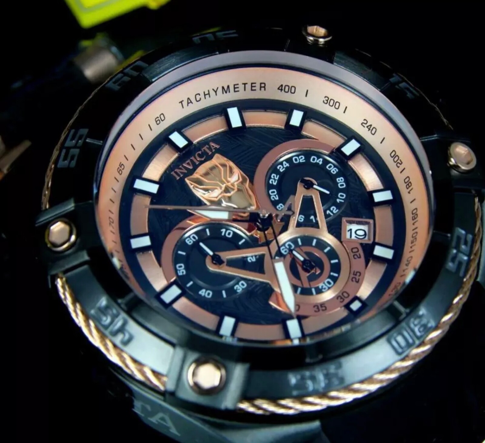 Invicta Marvel Black Panther Bolt Viper 52mm Chronograph Gold Plated