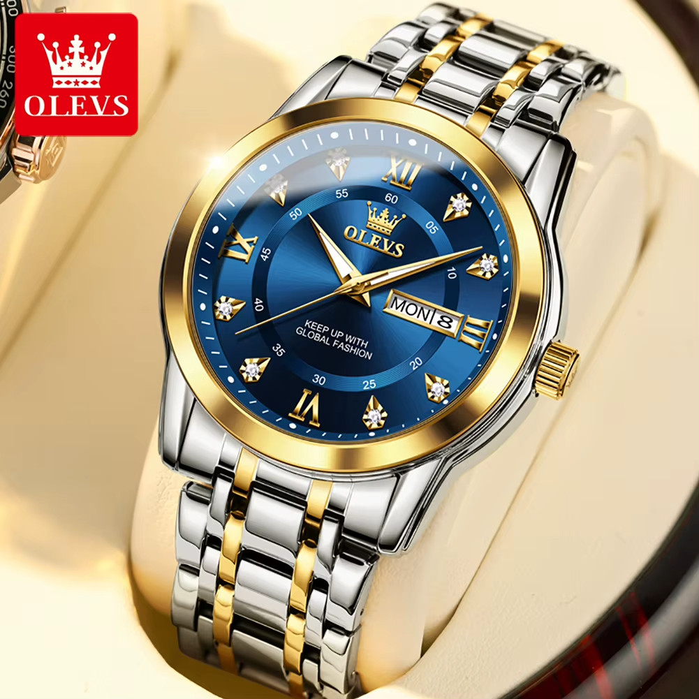 OLEVS 5513 Original Quartz Movement Man Watch Stainless Steel Diamond Roman Scal