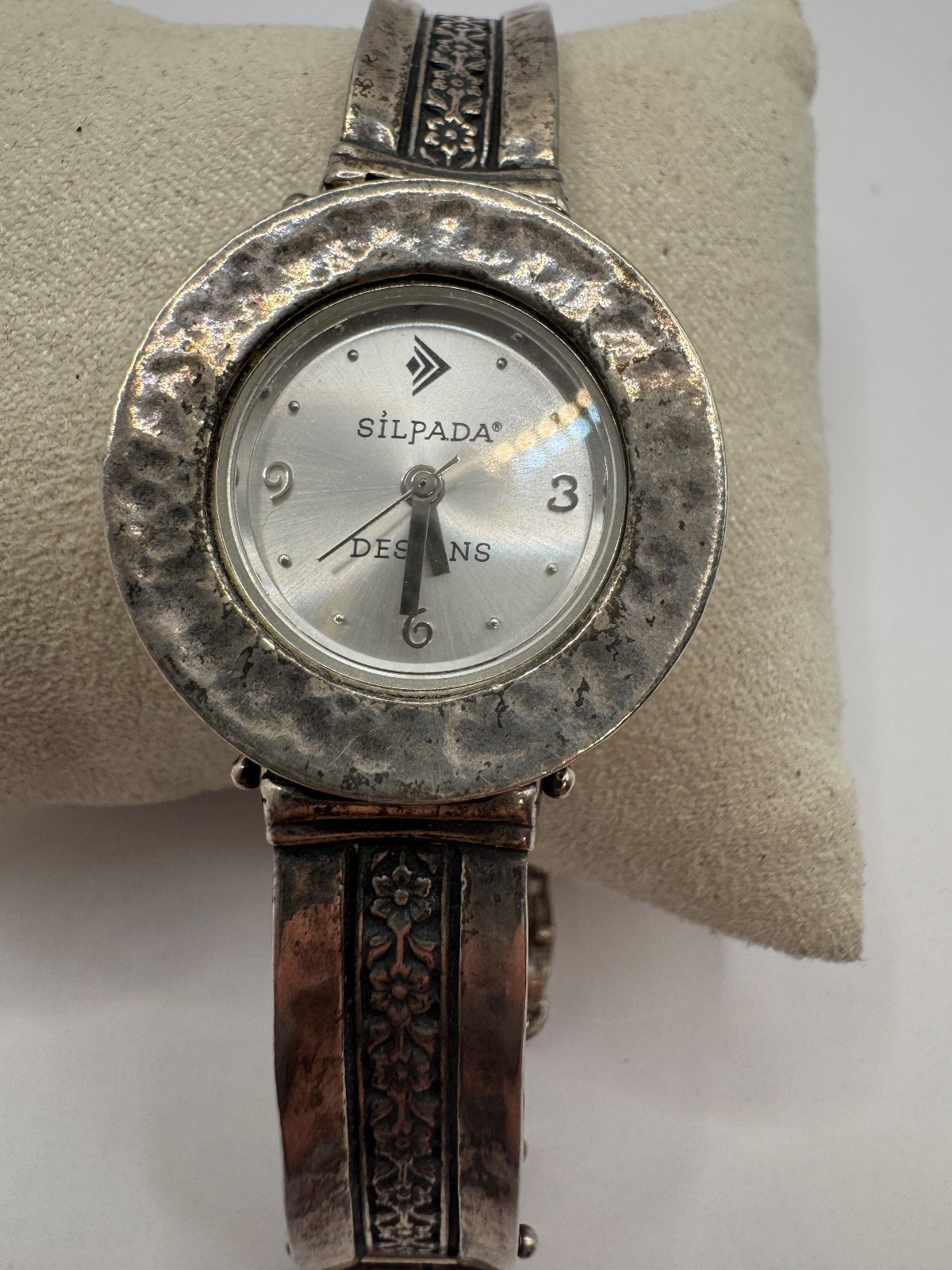 Vintage Israel Sterling Silver Silpada Designs Watch, Hammered Bezel