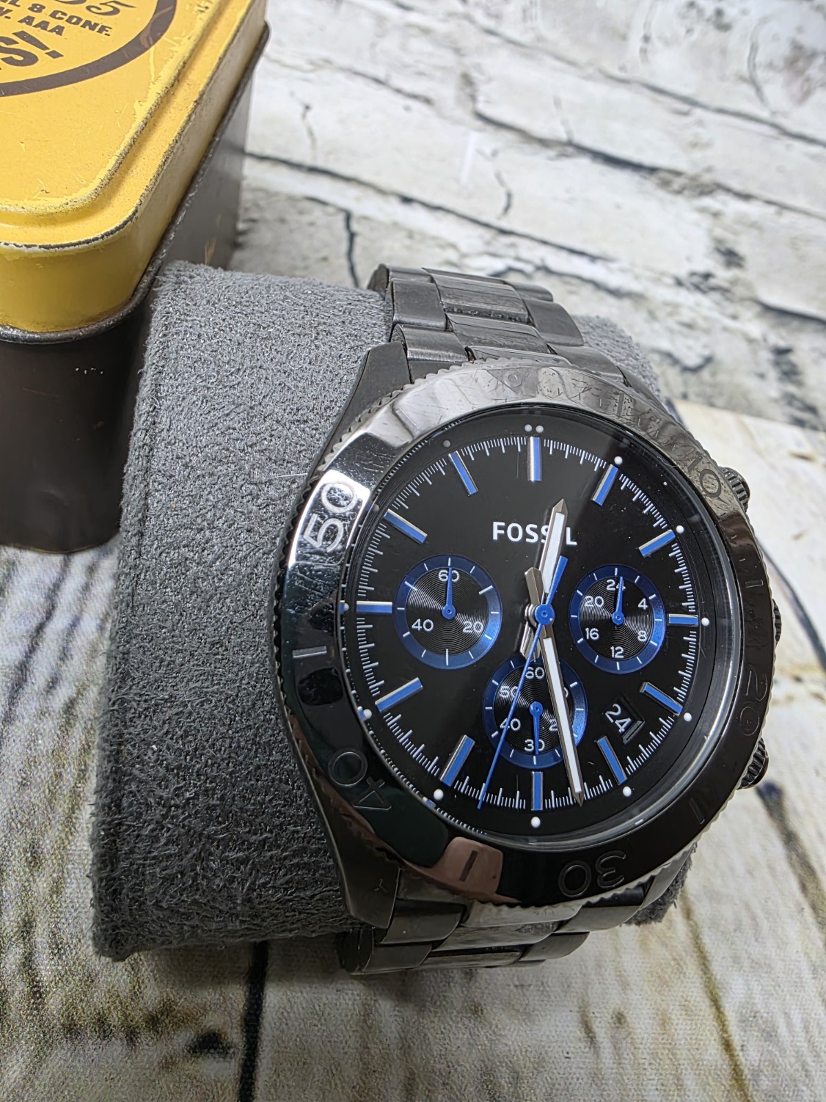 Fossil Mens Retro Watch CH2869 Stainless Steel Works Needs Battery w Box
