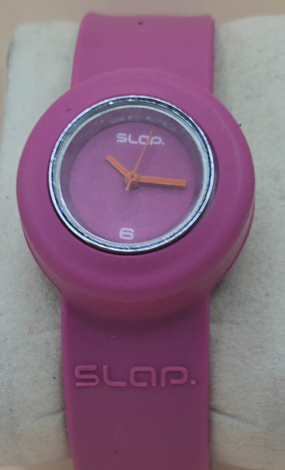 SLAP Womens Watch 33mm Case Pink Slap on Band Quartz Analog New Battery