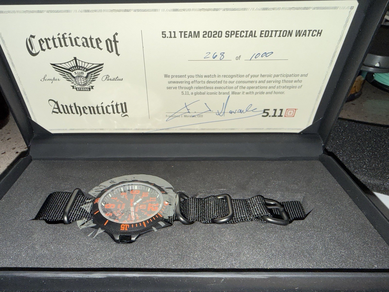 5.11 Team 2020 Special Edition Limited Edition Quartz Analog Watch w/ Box Papers
