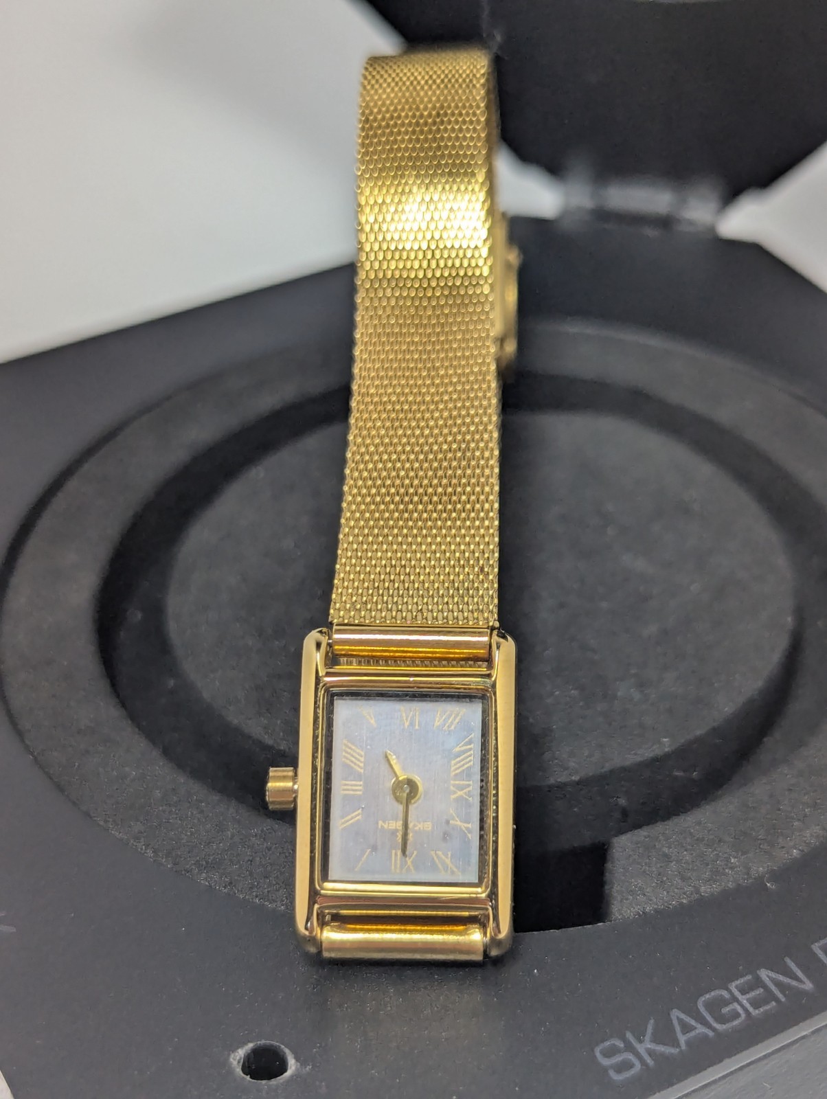 Skagen Denmark Ultra-Slim Gold-Plated Stainless Case Quartz Movement Wristwatch