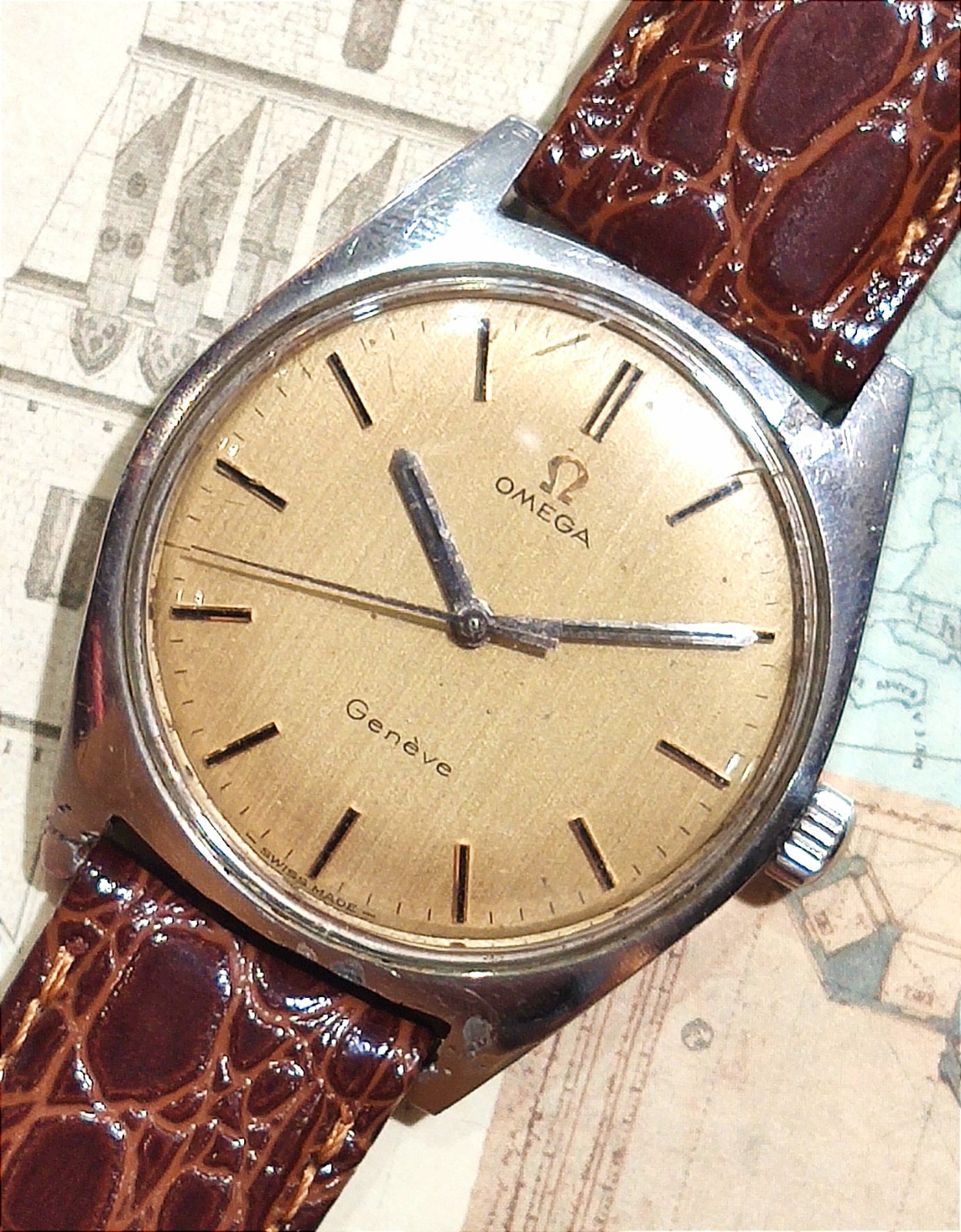 Omega Geneva 135.041 Cal. 601 – Vintage 1960s – Steel 34.5mm – Square Soleil