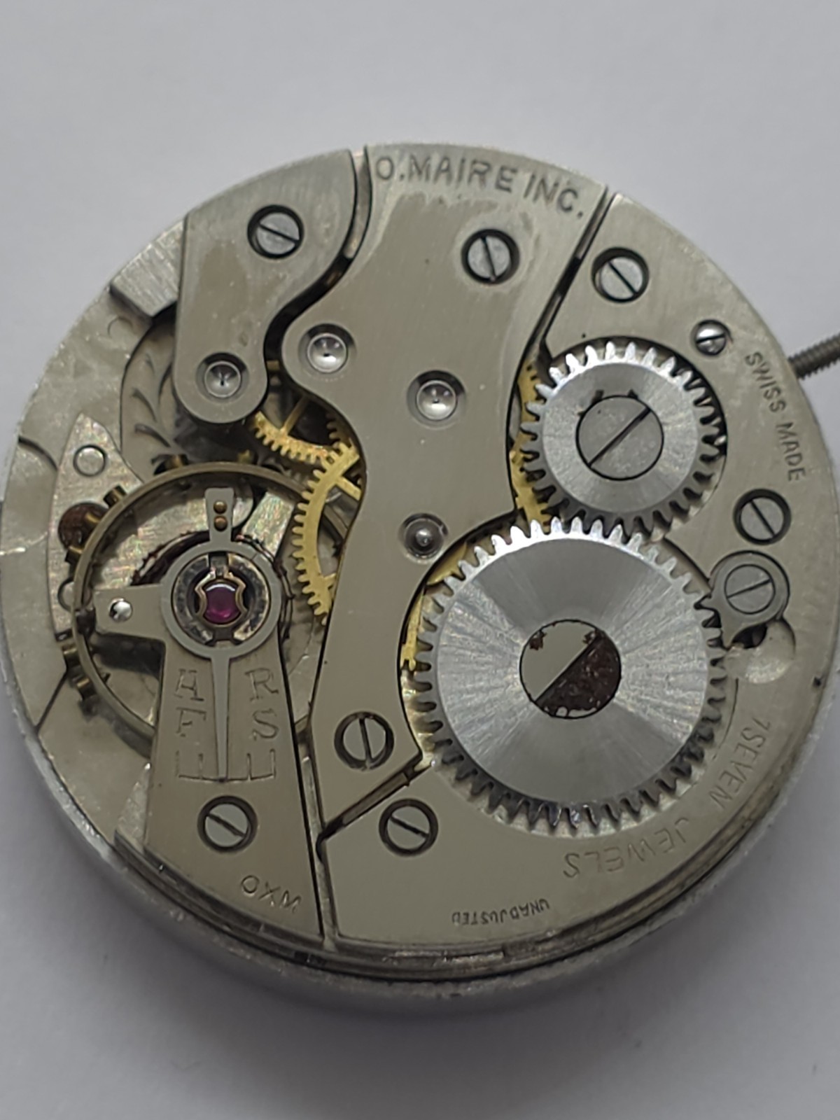 Vintage O. Maire INC Cal. OM 115 Good Main Spring Stem Watch Movement Uhren