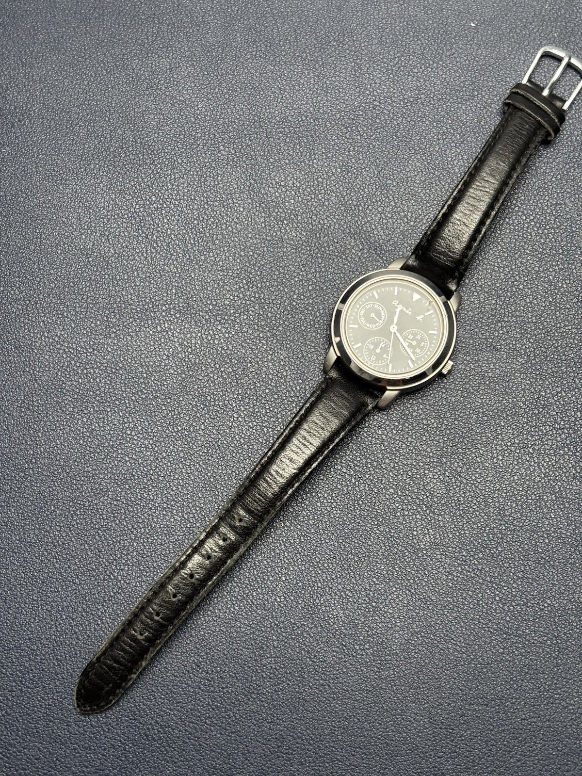 Vintage Agnes B. V33J-0010 Stainless Steels Chronograph Quartz Watch – Working