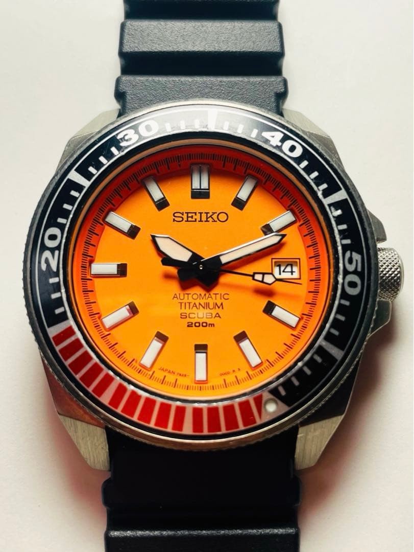 SEIKO Diver SBDA005 7S25-00D0 Auto Titanium Orange Dial 22cm 8.66in Band Working