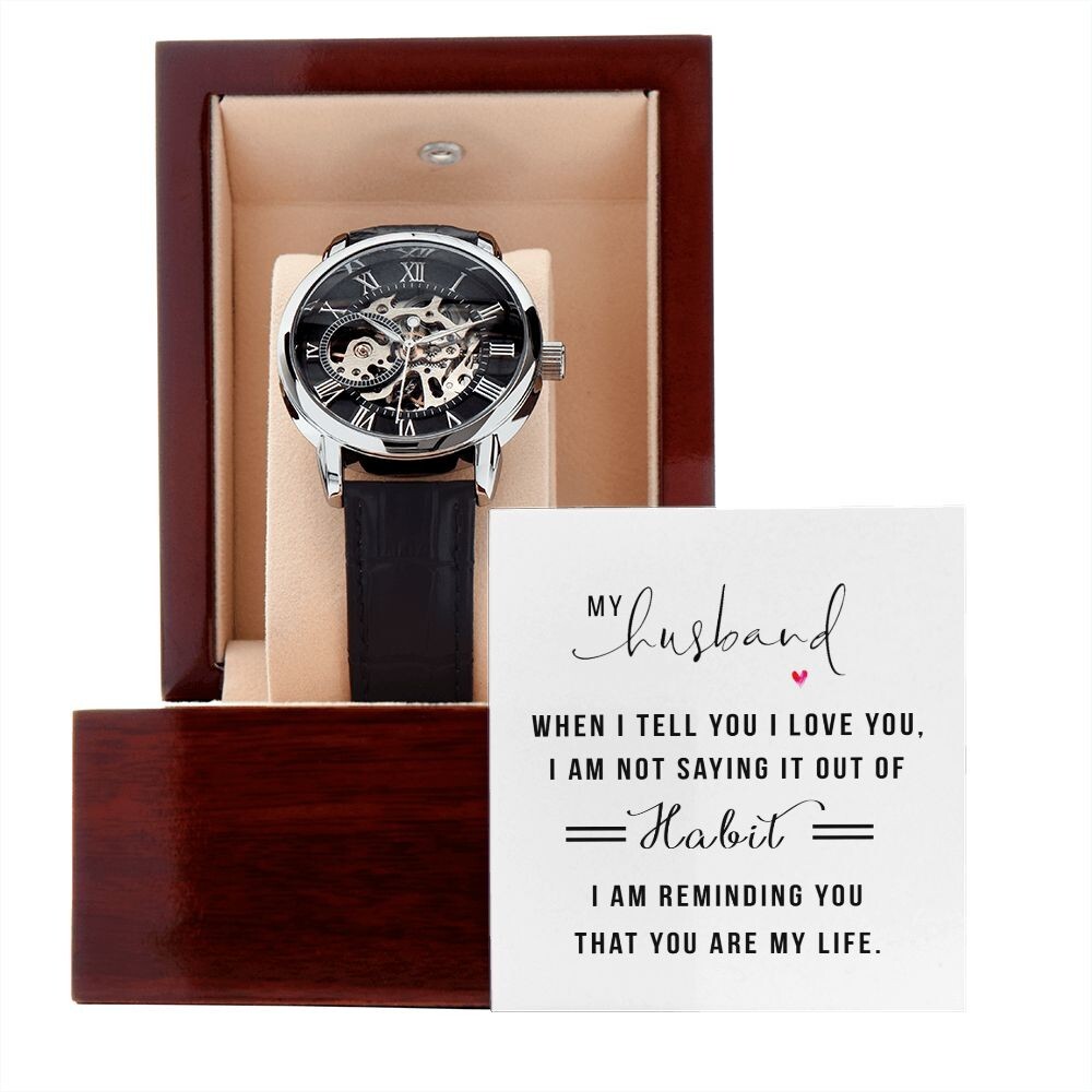 To My Husband to be – Openwork Watch With Card, Valentine’s Day Gift from Wife