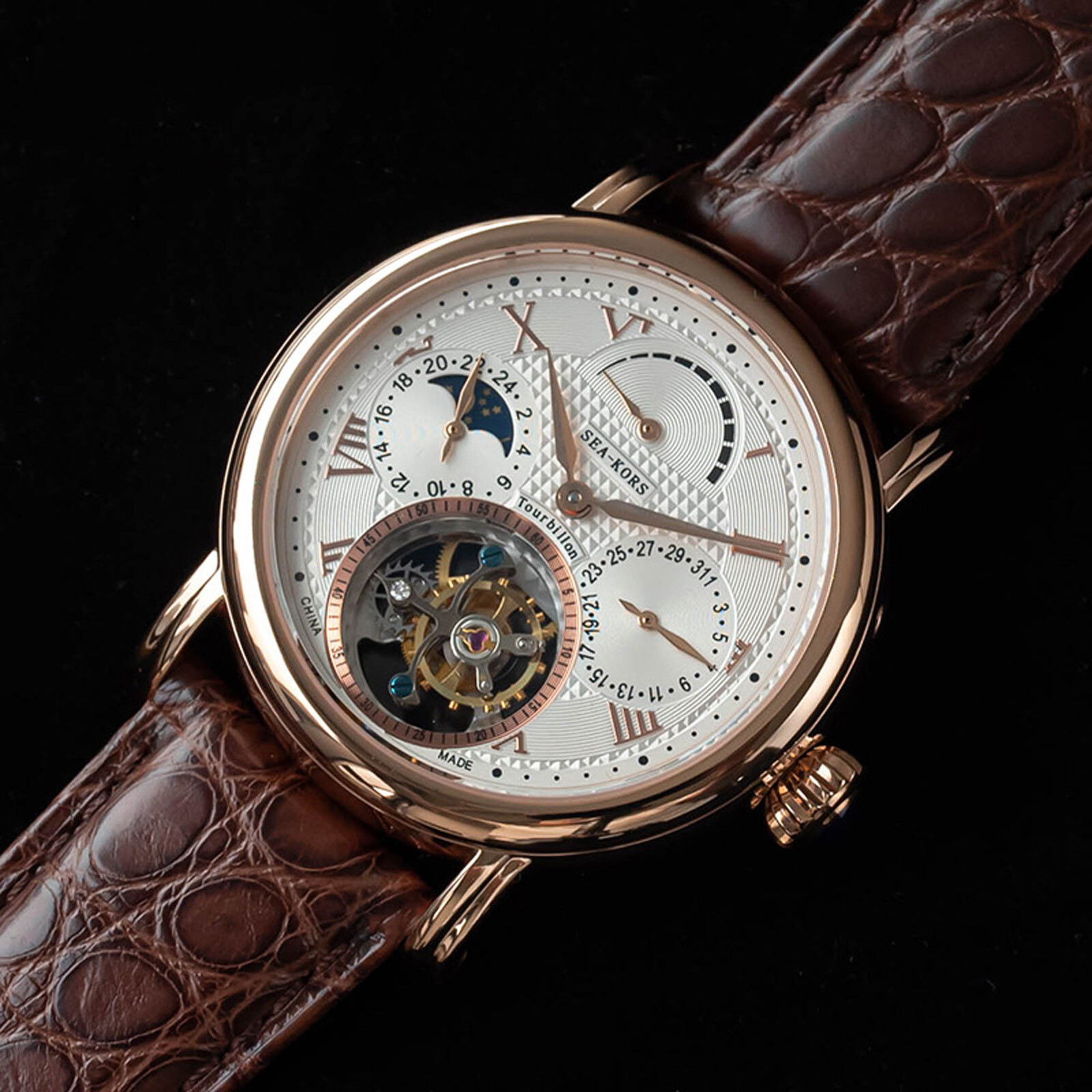 Sugess Seakors Genuine Tourbillon Seagull ST8007 Mechanical Mens Watch SE8007GW